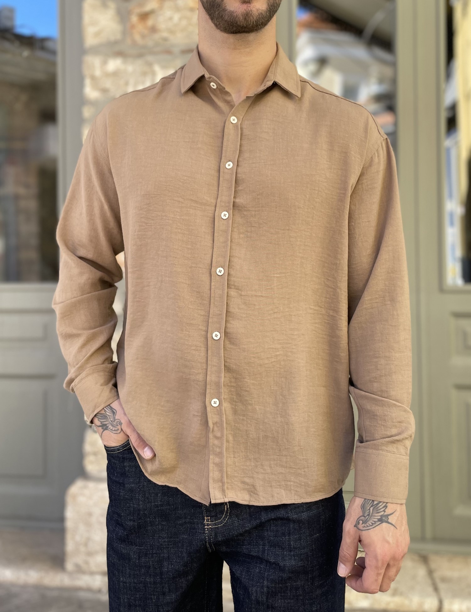 RMZ Ανδρικό πούρο γκοφρέ Overshirt με γιακά RMZ579B